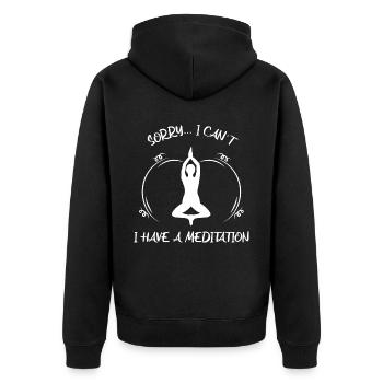 Meditaion - Unisex Premium Bio Zip Hoodie - Schwarz - Hinten - Nico (187cm)