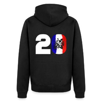 Moto Nummer 20 Frankreich Motorrad Motorsport - Unisex Premium Bio Zip Hoodie - Schwarz - Hinten - Nico (187cm)