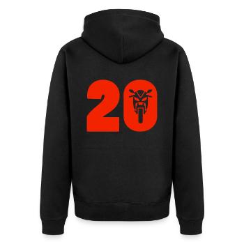 Motorcycle car number 20 - Unisex Premium Organic Zip Hoodie - black - Back - Nico (187cm)