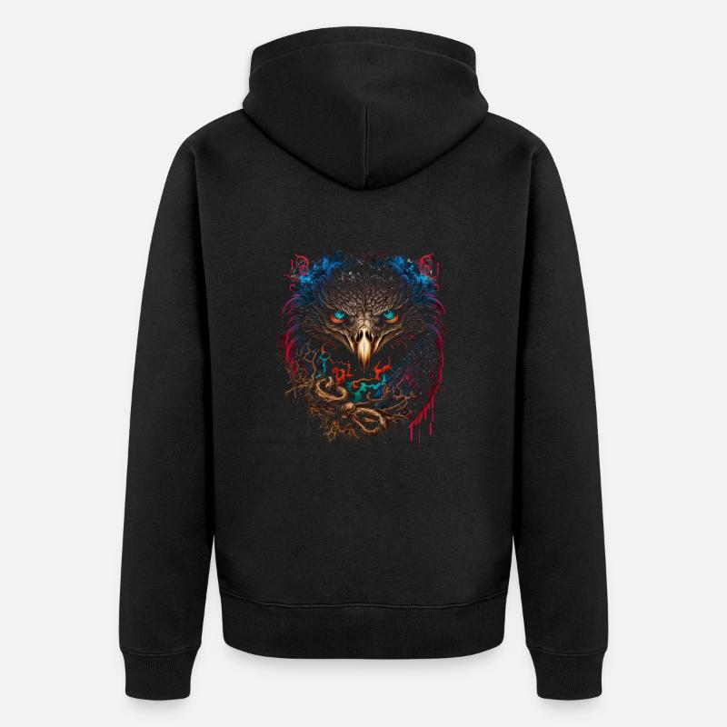 Adler | Adlerkopf | Eagle | 3D Effekt - Unisex Premium Bio Zip Hoodie - Schwarz