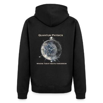 Uhr Unschärfetrelation, Quantenphysik - Unisex Premium Bio Zip Hoodie - Schwarz - Hinten - Nico (187cm)