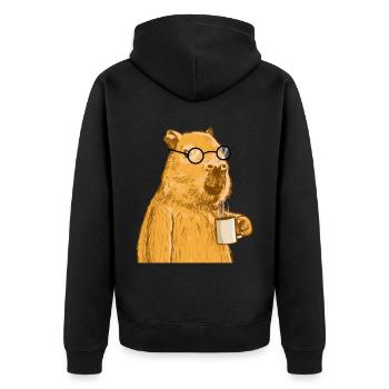 Capybara avec lunettes - Veste à capuche bio Premium Unisexe - noir - Dos - Nico (187cm)