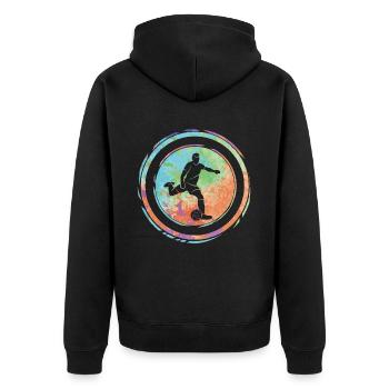 Fußball Spieler Fußballspieler Jungen Fußballer - Unisex Premium Bio Zip Hoodie - Schwarz - Hinten - Nico (187cm)