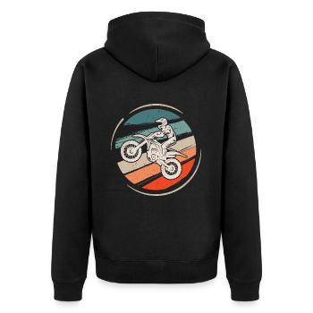 Motorrad Dirtbike Biker Jungen Kinder Motocross - Unisex Premium Bio Zip Hoodie - Schwarz - Hinten - Nico (187cm)