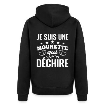 Gift Mounette Je suis une mounette qui tore - Unisex Premium Bio Zip Hoodie - Schwarz - Hinten - Nico (187cm)