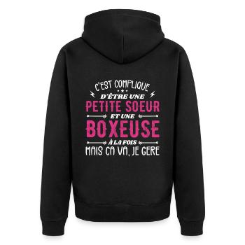 Petite Soeur et Une Boxeuse - Veste à capuche bio Premium Unisexe - noir - Dos - Nico (187cm)