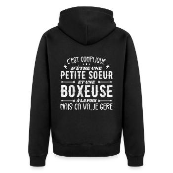 Petite Soeur et Une Boxeuse - Veste à capuche bio Premium Unisexe - noir - Dos - Nico (187cm)
