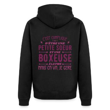 Petite Soeur et Une Boxeuse - Veste à capuche bio Premium Unisexe - noir - Dos - Nico (187cm)