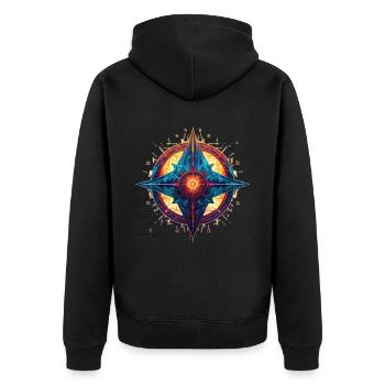 Bunter Stern/Blume - Unisex Premium Bio Zip Hoodie - Schwarz - Hinten - Nico (187cm)