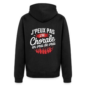 j peux pas j ai Chorale En vrie de vraie - Veste à capuche bio Premium Unisexe - noir - Dos - Nico (187cm)