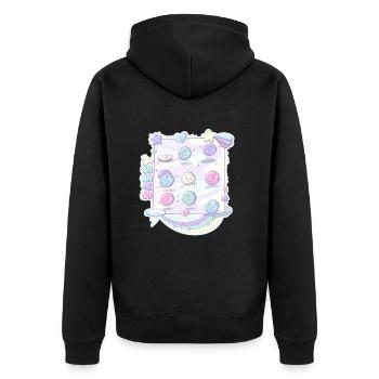 Cœurs d’amour mignons et impertinents dans le style kawaii - Veste à capuche bio Premium Unisexe - noir - Dos - Nico (187cm)