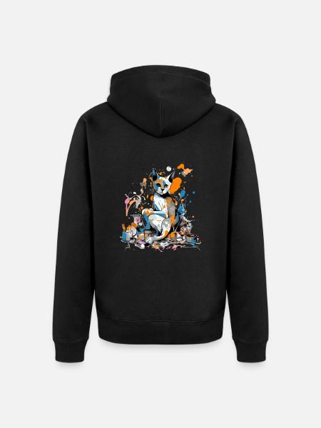Miko the painter cat - Unisex Premium Organic Zip Hoodie - black