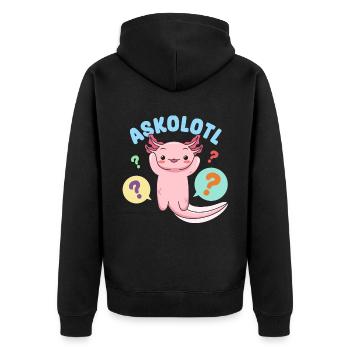 Askolotl Pun Design for Axolotl Lovers - Unisex Premium Organic Zip Hoodie - black - Back - Nico (187cm)