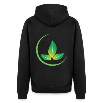Green Leaves Icon Design for Proud Vegans - Unisex Premium Organic Zip Hoodie - black - Back - Nico (187cm)