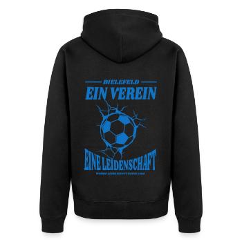 Gelsenkirchen Fußball Spruch Geschenk - Unisex Premium Bio Zip Hoodie - Schwarz - Hinten - Nico (187cm)