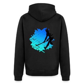 Field hockey hockey fan articles "blue Hockey-art" - Unisex Premium Organic Zip Hoodie - black - Back - Nico (187cm)