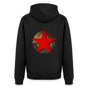 Stern Kreis rostig vintage rot - Unisex Premium Bio Zip Hoodie - Schwarz - Hinten - Nico (187cm)