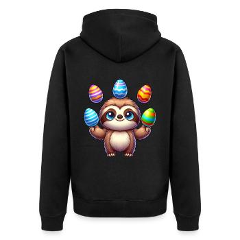 Easter Sloth Easter Egg Juggler Colorful Eggs - Unisex Premium Organic Zip Hoodie - black - Back - Nico (187cm)