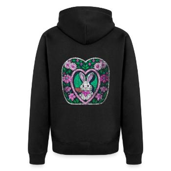 retro used-look Easter bunny classic - Unisex Premium Organic Zip Hoodie - black - Back - Nico (187cm)
