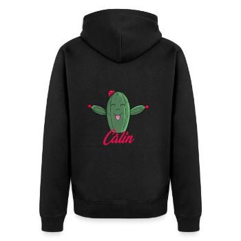 Tus le cactus rêve d’un câlin. - Veste à capuche bio Premium Unisexe - noir - Dos - Nico (187cm)