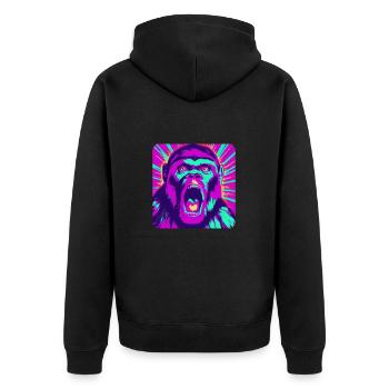 Explore the Abstract Monkey World - Unisex Premium Organic Zip Hoodie - black - Back - Nico (187cm)