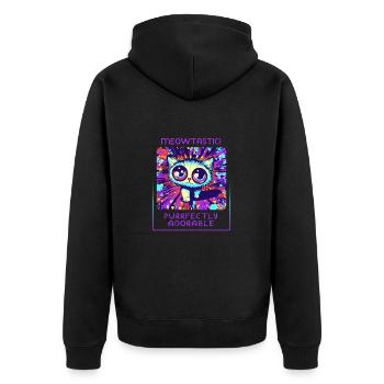 Katzenparadies - Niedlich und verspielt - Unisex Premium Bio Zip Hoodie - Schwarz - Hinten - Nico (187cm)