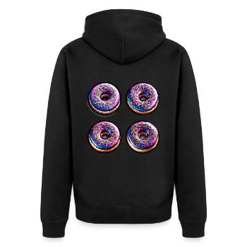 Vier Donuts - Unisex Premium Bio Zip Hoodie - Schwarz - Hinten - Nico (187cm)