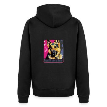 Stylish Shepherd Owner - Unisex Premium Organic Zip Hoodie - black - Back - Nico (187cm)