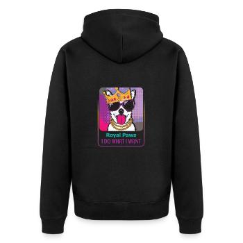 Stubborn Dog King - Unisex Premium Organic Zip Hoodie - black - Back - Nico (187cm)