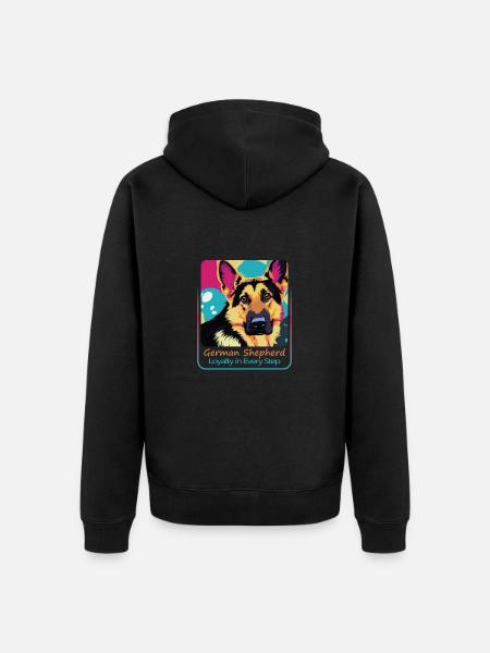 Loyal German Shepherd Dog - Unisex Premium Organic Zip Hoodie - black