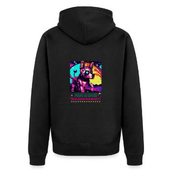 RoboVolt-Stil: Roboterhund - Unisex Premium Bio Zip Hoodie - Schwarz - Hinten - Nico (187cm)