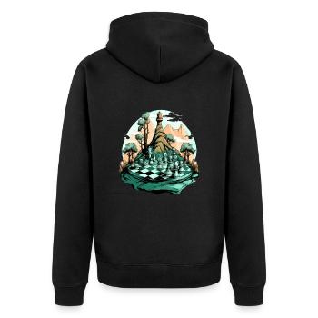 Bergschach Nr. 1 - Unisex Premium Bio Zip Hoodie - Schwarz - Hinten - Nico (187cm)