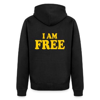 I am free - Unisex Premium Bio Zip Hoodie - Schwarz - Hinten - Nico (187cm)