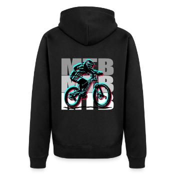 MTB Bike - Unisex Premium Bio Zip Hoodie - Schwarz - Hinten - Nico (187cm)