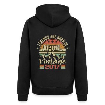 Born In April 2017 Vintage - Gift April 2017 - Unisex Premium Organic Zip Hoodie - black - Back - Nico (187cm)
