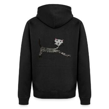 Funny cat, children's drawing, comic - Unisex Premium Organic Zip Hoodie - black - Back - Nico (187cm)