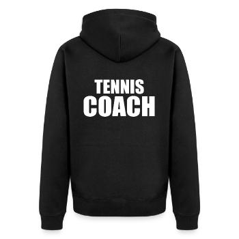 Tennis coach - Unisex Premium Bio Zip Hoodie - Schwarz - Hinten - Nico (187cm)
