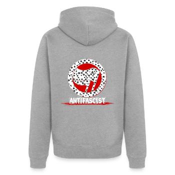 Antifaschistische Blumen Antifa Alerta - Unisex Premium Bio Zip Hoodie - Grau meliert - Hinten - Nico (187cm)