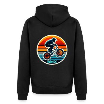 BMX Bike - Unisex Premium Bio Zip Hoodie - Schwarz - Hinten - Nico (187cm)