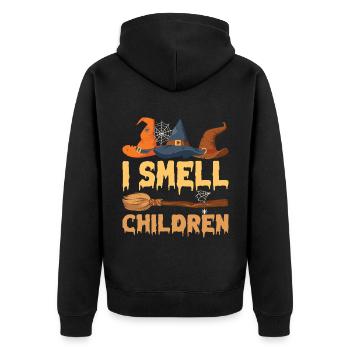 Skull Horror Halloween Gift - Unisex Premium Organic Zip Hoodie - black - Back - Nico (187cm)