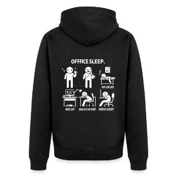 Stick figure bureau sommeil humour au travail - Veste à capuche bio Premium Unisexe - noir - Dos - Nico (187cm)