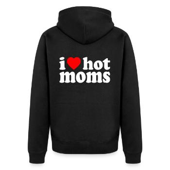 I love hot moms - Unisex Premium Bio Zip Hoodie - Schwarz - Hinten - Nico (187cm)