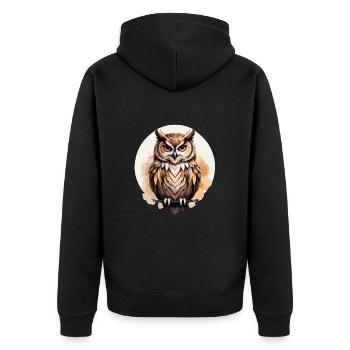 Eule coole stilvolle Federn in diesem Design-Vogel - Unisex Premium Bio Zip Hoodie - Schwarz - Hinten - Nico (187cm)