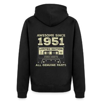 1951 Geburtstag geboren im Jahr 1951 Vintage Retro - Unisex Premium Bio Zip Hoodie - Schwarz - Hinten - Nico (187cm)