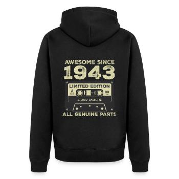 1943 Geburtstag geboren im Jahr 1943 Vintage Retro - Unisex Premium Bio Zip Hoodie - Schwarz - Hinten - Nico (187cm)