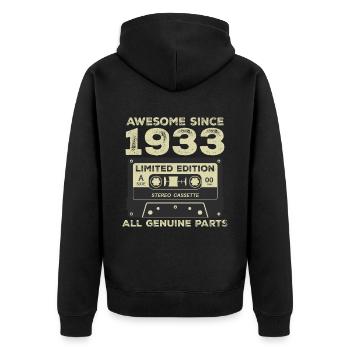 1933 Geburtstag geboren im Jahr 1933 Vintage Retro - Unisex Premium Bio Zip Hoodie - Schwarz - Hinten - Nico (187cm)