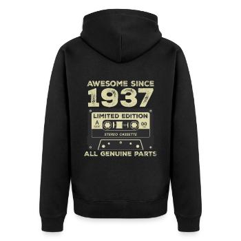 1937 Birthday Born In 1937 Vintage Retro - Unisex Premium Organic Zip Hoodie - black - Back - Nico (187cm)