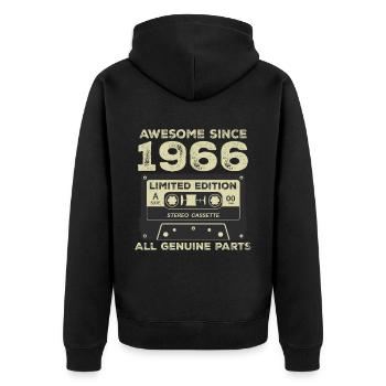 1966 Geburtstag geboren im Jahr 1966 Vintage Retro - Unisex Premium Bio Zip Hoodie - Schwarz - Hinten - Nico (187cm)