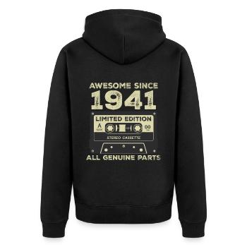 1941 Geburtstag geboren im Jahr 1941 Vintage Retro - Unisex Premium Bio Zip Hoodie - Schwarz - Hinten - Nico (187cm)