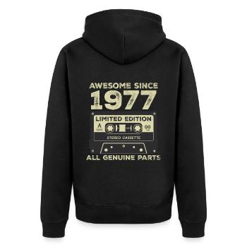 1977 Geburtstag geboren im Jahr 1977 Vintage Retro - Unisex Premium Bio Zip Hoodie - Schwarz - Hinten - Nico (187cm)